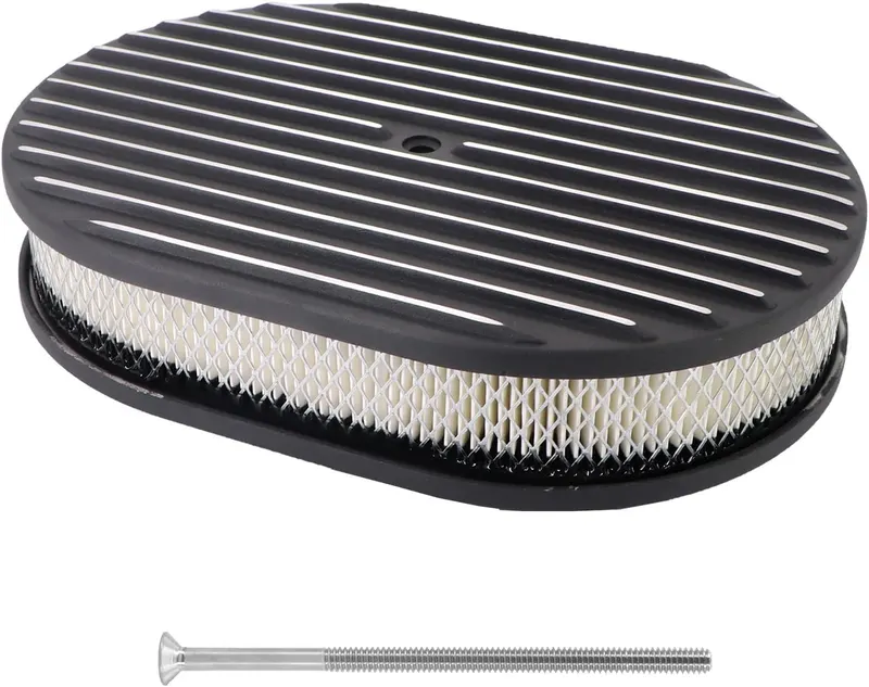 Air Cleaner, 12" Oval Classic Full Finned Black Air Cleaner Kit