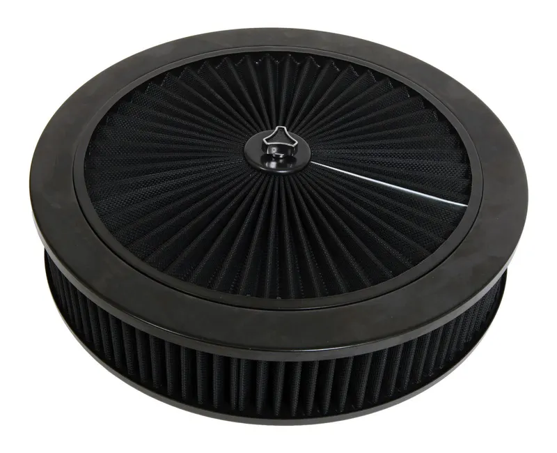 Air Cleaner, Round, Dropped Base, Filter Element Top Design, Black Filter, 14 in. Diameter, 3 in. Filter Height, Each