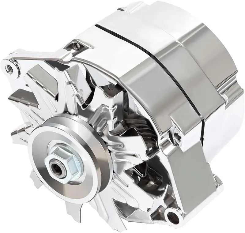 Alternator, Compatible for 120Amp Chrome 1 Wire Self Exciting Street Rod GM 305 350 BBC SBC