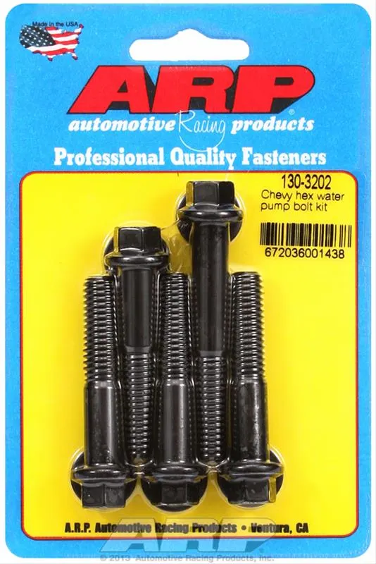 Bolts, Water Pump 130-3202, Hex, Chromoly, Black Oxide, Chevy, Small Block, Big Block, Kit 130-3202