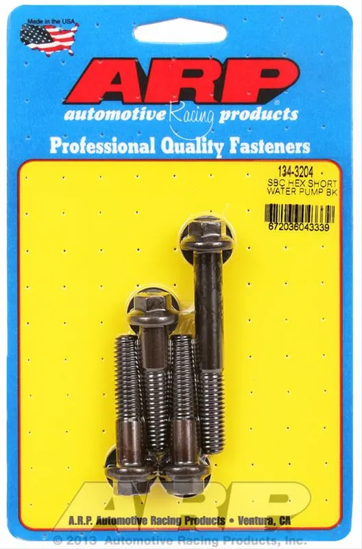 Bolts, Water Pump 134-3204, Hex, Steel, Black Oxide, Chevy, Small Block, Short, Set of 4 134-3204