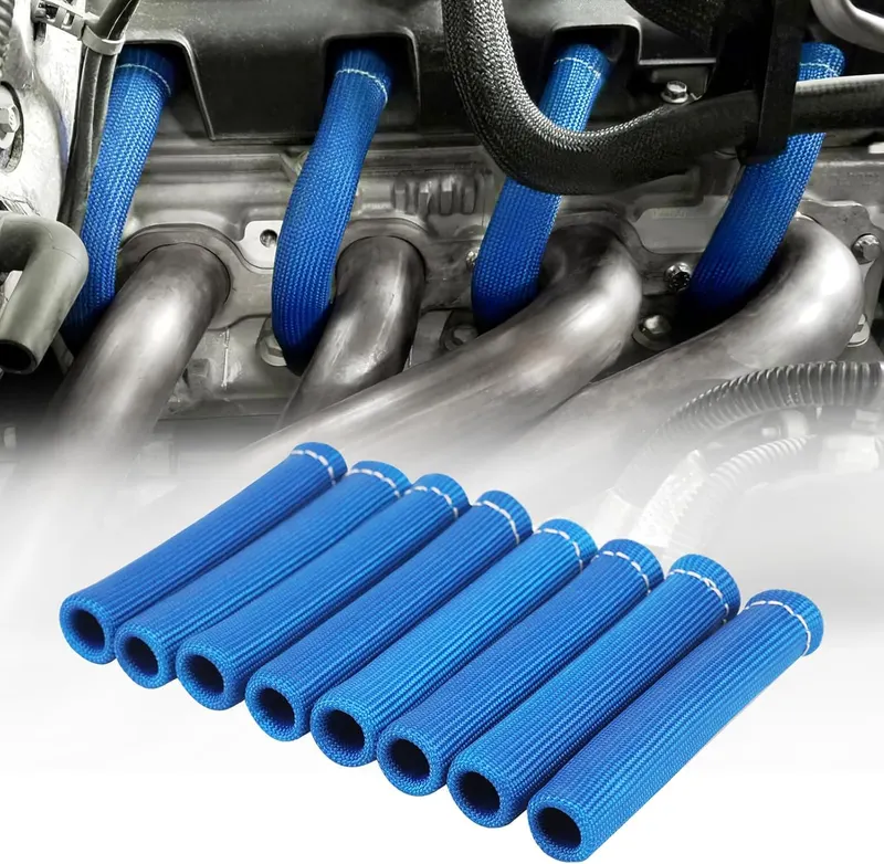 Boot, Blue Spark Plug Wire Boots Heat Shield Protector Sleeve 2500 Degree