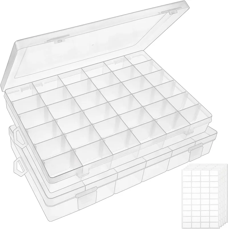 Box, 36 Grids Clear Plastic Organizer Box