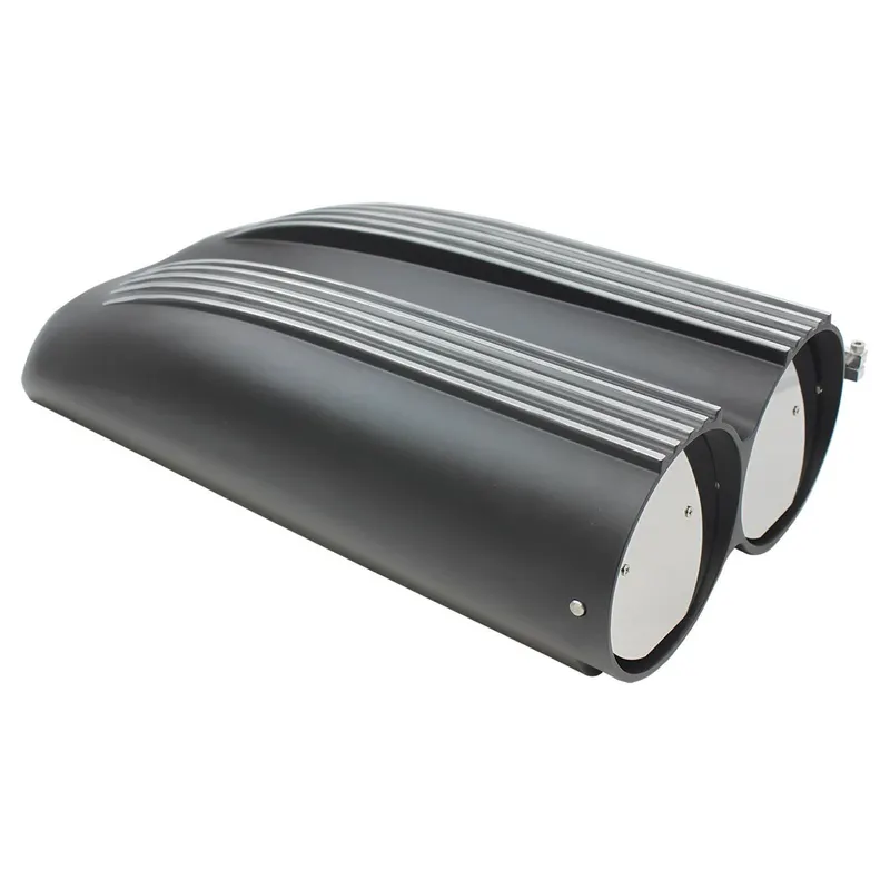 Carburetor Scoop, Aluminum, Black, Shot Gun Style, Single/Dual Carburetor, Brushed Butterflies, Each SUM-G3102-1B