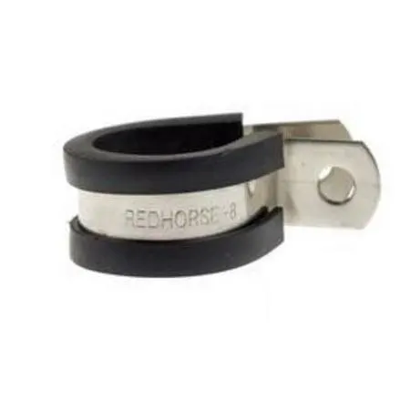 Clamp, 220-08-2 Hose Mounting Clamps, Cushioned, Aluminum, Natural, Rubber, -8 AN, 1/4 in. Mounting Hole, Sold as a set of 10