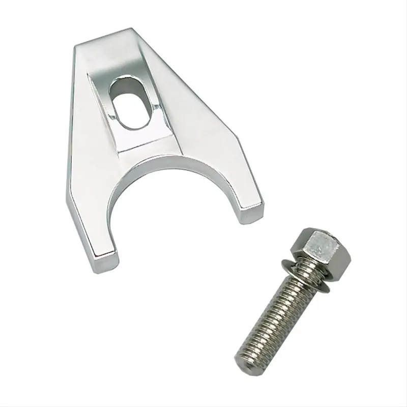 Clamp, 400505 Distributor Hold-Down Clamp, Billet Aluminum, Clear, Stud Mount, Chevy, Small/Big Block, Each