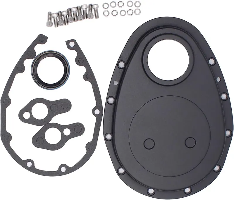 Cover, Timing G6300W, 1-Piece Aluminum SBC Timing Cover, Black