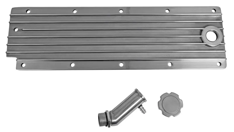 Cover Valley, SUM-240058 Engine Valley Cover, Aluminum, Polished, Finned, Chevy GM, LS/LSX, Gen III, Each