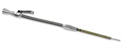 Dipstick, ED-5001 Engine Oil Dipstick, Flexible, Passenger Side Block Entry, Billet Aluminum, Brite Anodized, Chevy, Small Block, Each