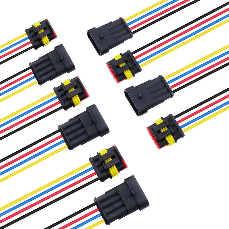 Disconnect, 4 Wire 4 Pin Wire Connector 18AWG Waterproof Electrical Connectors Kit with 10cm Pigtail 1.5mm Series Weatherpack Connectors (4 pin)