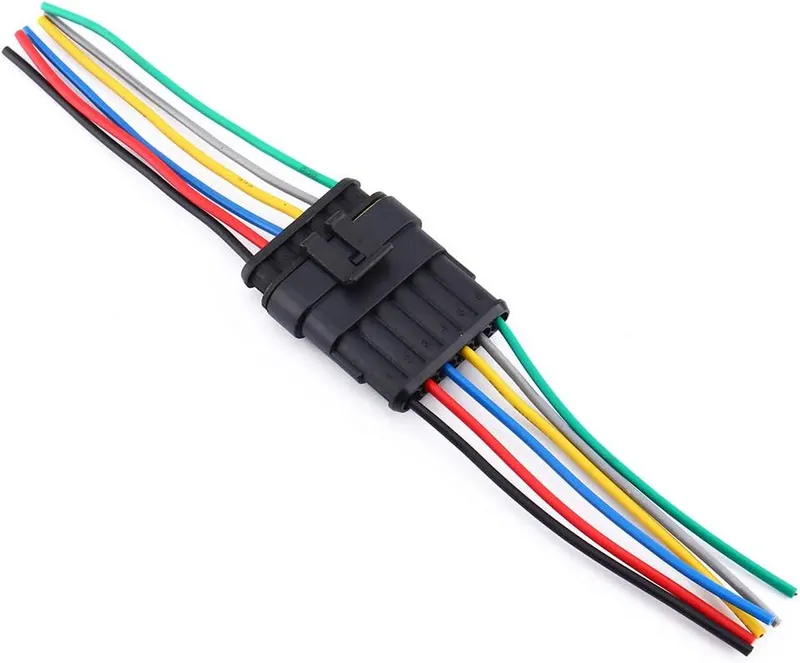 Disconnect, 6 Wire 6 Pin Wire Connector 18AWG Waterproof Electrical Connectors Kit with 10cm Pigtail 1.5mm Series Weatherpack Connectors (4 pin) (1)