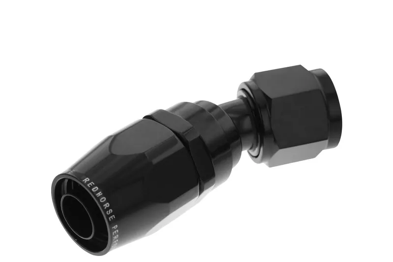 Fitting, 1030-04-2 Hose Ends,, 1000 Series, Swivel Seal, -4 AN Female Threads, Reusable swivel, 30 degree, -4 AN Hose, Aluminum, Black Anodized, Each