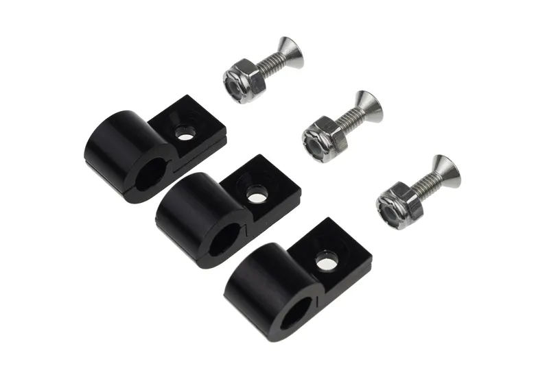 Fitting, 320-316-2 Hose Mounting Clamps, Aluminum, Black Anodized, 3/16 in. Diameter Hole, Set of 6