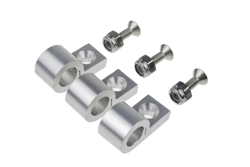 Fitting, 320-316-5 Hose Mounting Clamps, Aluminum, Polished, 3/16 in. Diameter Hole, Set of 6