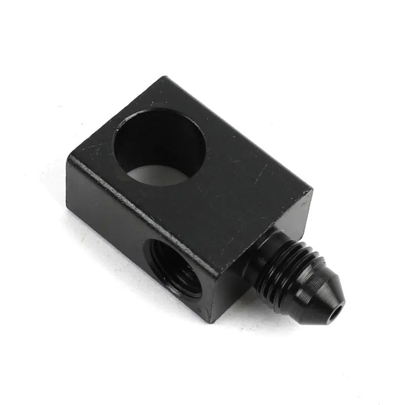 Fitting, 342-04-03-2 Brake Fittings, 342 Series Male Tee Adapters, Steel, Black, -4 AN Male AN End 1, 3/8 in.-24 Inverted Flare Female Inverted Flare Ends 2 and 3, Each