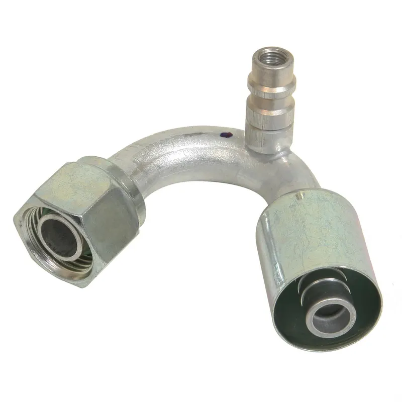 Fitting, 35543-VUG A/C Hose End, #10 Air Conditioning, 135 Degree, Beadlock, with R134a Port, For A/C Standard Hose, Each