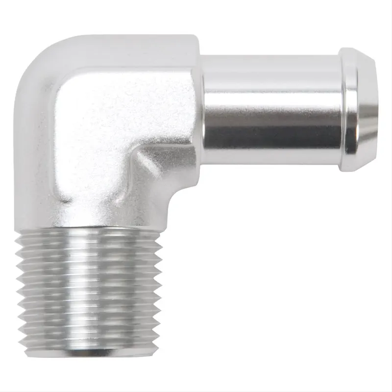 Fitting, 8179 Heater Hose Fitting; 90 Degree; 1/2 in. NPT and 5/8 in. Barb; Clear Anodized