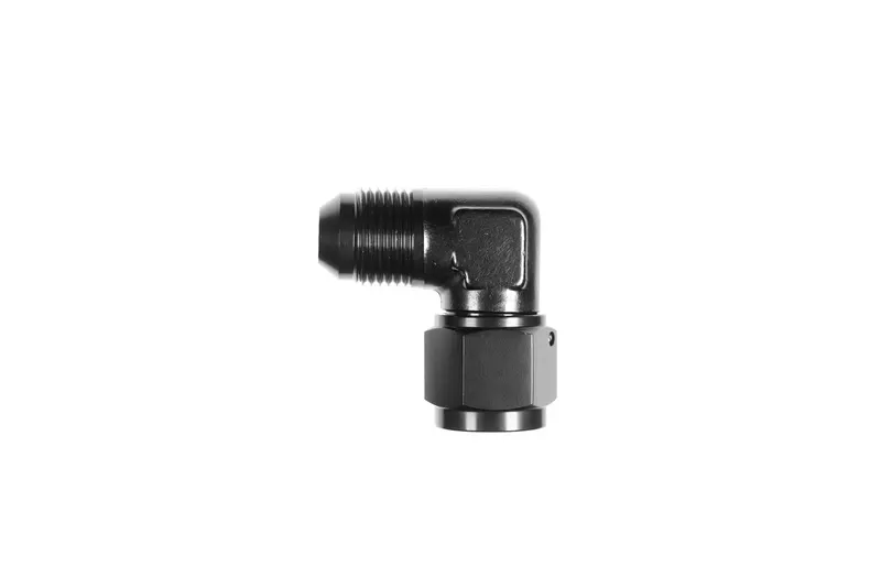 Fitting, 8290-12-12-2 Coupler, Union, AN to AN, 90 Degree, Aluminum, Black Anodized, -12 AN, -12 AN, Swivel, Each