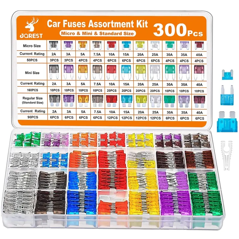 Fues Kit, Car Fuse Assortment Kit, 160 Mini Blade Fuses Automotive + 90 Standard Auto 50 Micro Puller – for Car/RV/Truck/Motorcycle(2Amp 3A 5A 7.5A 10A 15A 20A 25A 30A 35A 40A)