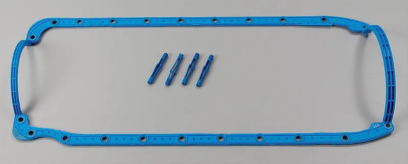 Gasket, OS34510T Oil Pan Gasket, 2-Piece Rear Main Style, Rubber/Steel Core, Chevy, Small Block, Thick Seal, Each