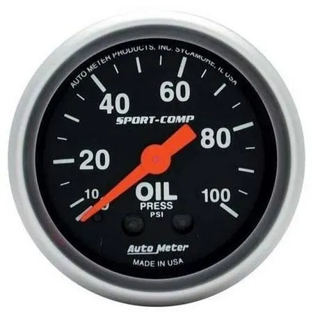 Gauge, Autometer 3321 Sport-Comp Mechanical Oil Pressure Gauge
