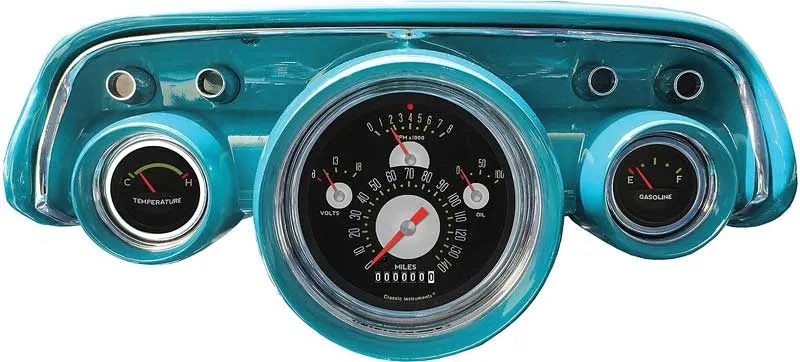 Gauge Set, TF141017 1957 Chevrolet Classic Instruments Authentic Tetra Series Gauge Set with Flat Glass