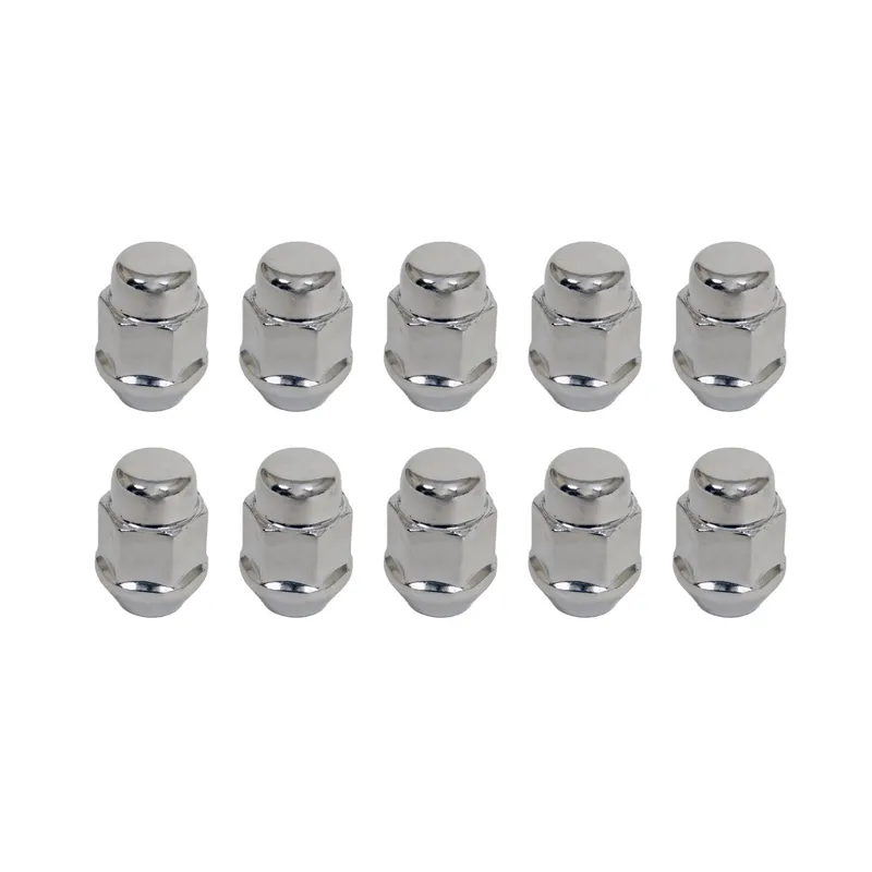 Lug Nuts, 611-082 Conical Seat, Duplex, 7/16-20 RH in., Steel, Chrome, Set of 10