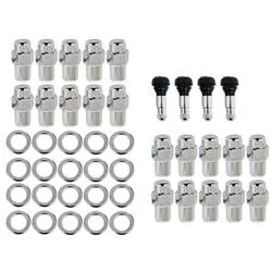 Lug Nuts, Shank with Washer, 7/16-20 RH in., Chrome Plated Steel,