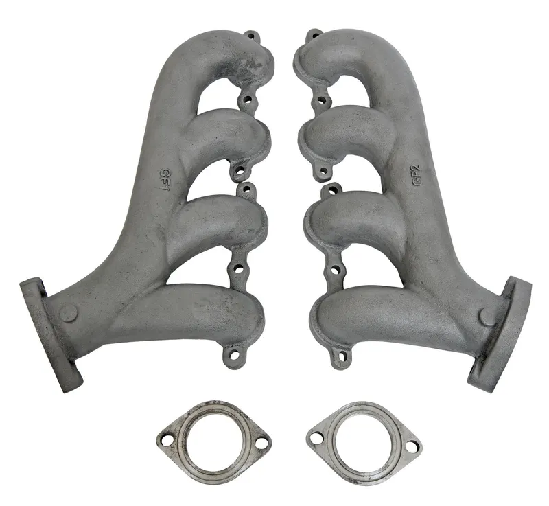 Manifolds, Exhaust Iron, Natural, Chevy, LS Series Engines, 2.500 in. Outlet, Pair