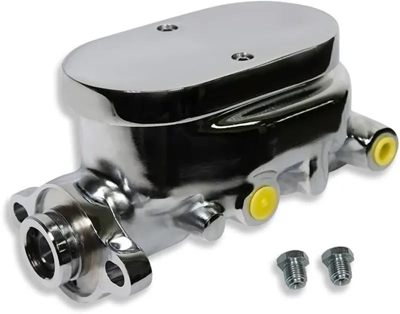 Master Cylinder, Smooth Top Chrome 1" Bore 3/8" Ports on Both Sides Universal Aluminum