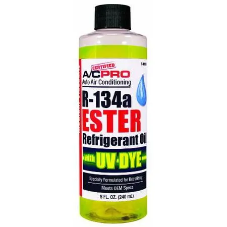 Oil, Refrigerant E-10UV A/C Certified Pro Ester 100 Refrigerant Oil with UV Dye 8 oz Ester Oil