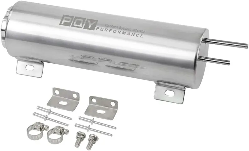 Overflow Tank, Radiator Coolant Overflow Puke Tank Polished Stainless Steel 3"×10"