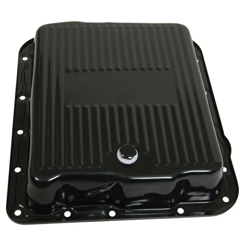 Pan, Transmission Pan, Stock, Steel, Black Powdercoat, Finned, 4L60, 4L60E, 700R4, Buick, Chevy, GMC, Pontiac, Each