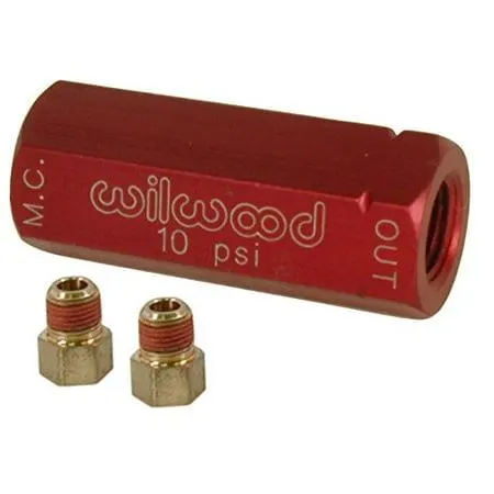 Pressure Valve, Wilwood Residual - New Style w/ Fittings - 10# / Red