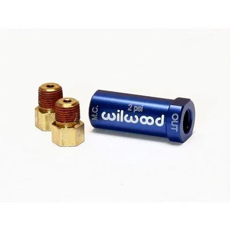Pressure Valve, Wilwood Residual Pressure Valve, Blue Anodized, 2 psi, Disc Brakes, 1/8 in. NPT Female Inlet/Outlet, Each
