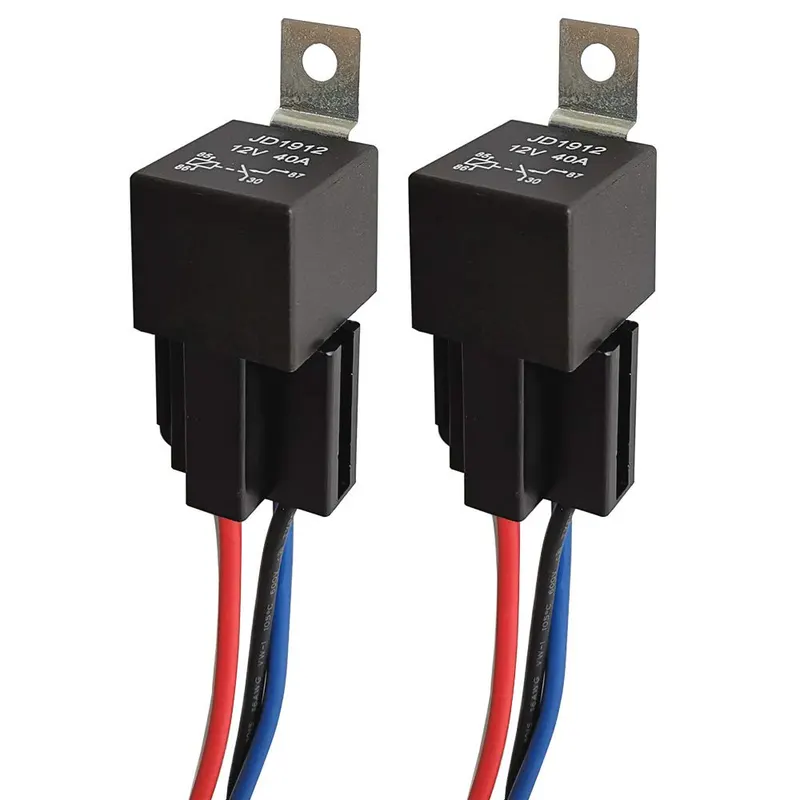 Relay, Harness 12V 40A 4 Pin SPST Harness Sockets with Color-labeled Wires for Automotive Truck Van Motorcycle Boat