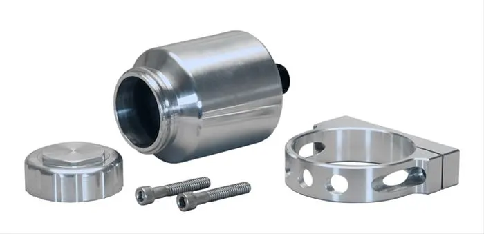 Reservoir, Master Cylinder Reservoir, 260-12697 Remote Style, Aluminum, Natural, 4 oz. Volume, Cap, Mounting Bracket, Kit