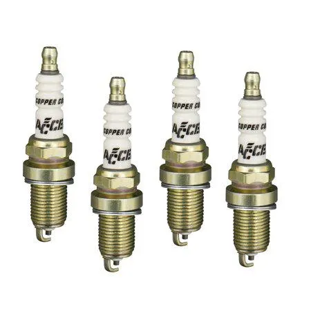 Spark Plug Header Plug U-Groove Shorty, C-Cut Electrode, Gasket Seat, 14mm Thread .750 in. Reach, Projected, Resistor, Set of 4