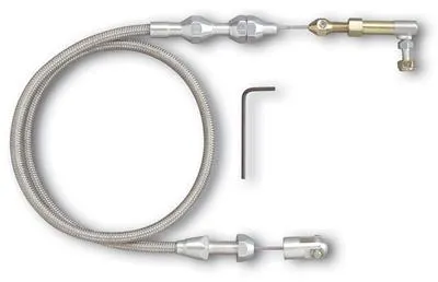 Throttle Cable, Braided Stainless, Natural Fittings, 36 in. Long, Carbureted, Universal, Each TC-1000HT36