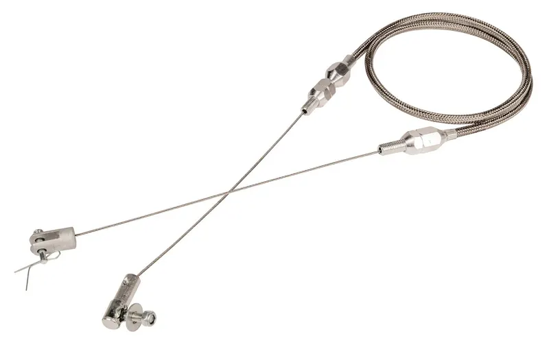 Throttle Cable, SUM-200041 Braided Stainless Wire, Stainless Jacket, End Fittings, 24.000 in. Length, Universal, Each