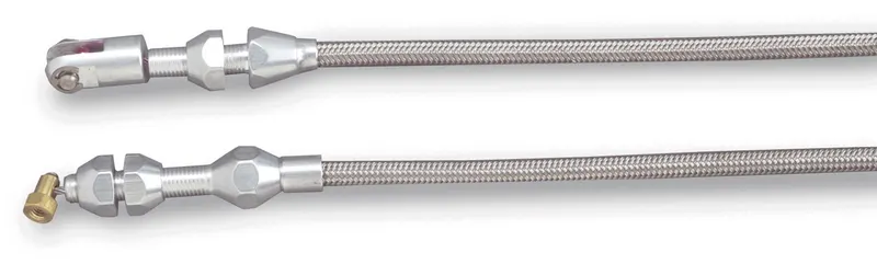 Throttle Cables, TC-1000LS1 Braided Stainless, Natural Fittings, 36 in. Long, GM LS, 350 Ram Jet, Each