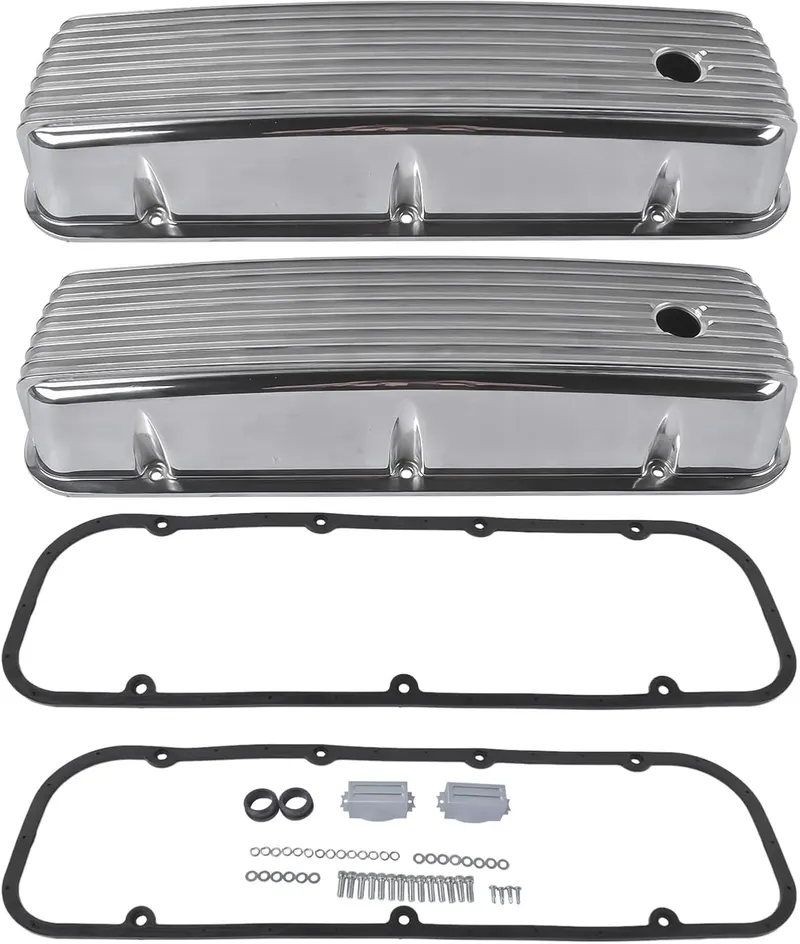 Valve Cover, BBC Tall Finned Aluminum Valve Covers 3 11/16" Polished Replacement for Chevy BBC Big Block 396 454 502 1965-1995