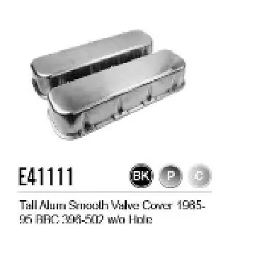 Valve Cover, E411110 Tall Alum Smooth Valve Cover 1965-95 BBC 396-502 w/o Hole Chrome