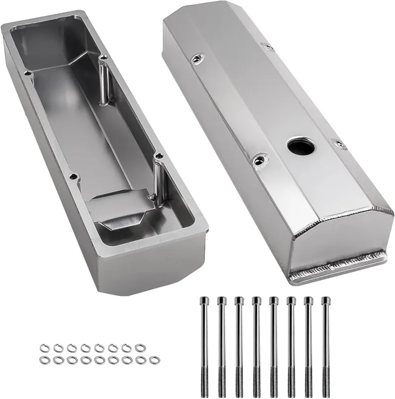 Valve Cover, Tuningsworld Valve Covers Aluminum for Chevy SBC 283 302 305 327 350 383 400 Engine Small Block (1958-1986), 1/4" Billet Rail