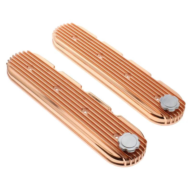 Valve Covers, Aluminum, Finned, Copper Finish, Stock Height, Chevrolet, LS, Pair