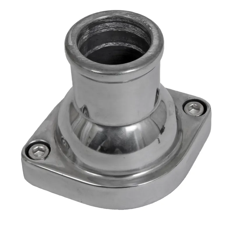 Water Neck, 370997 Thermostat Housing, Cast Aluminum, Polished, Straight, Chevrolet, LS
