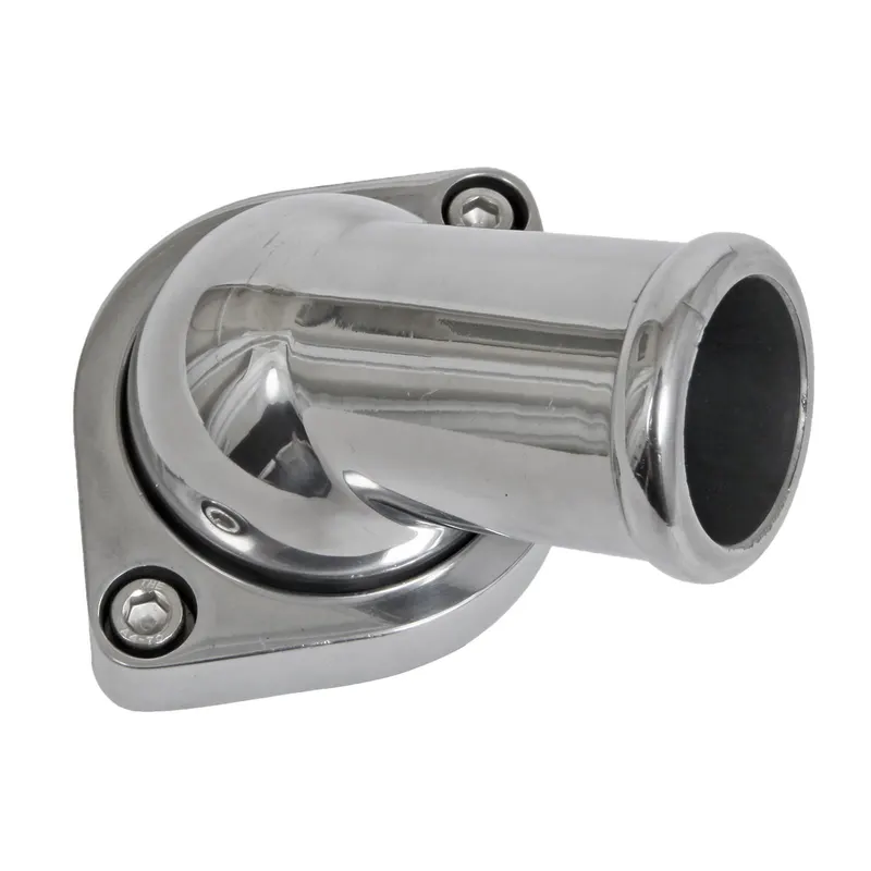 Water Neck, 370998 Thermostat Housing, Cast Aluminum, Polished, 30 Degree, Swivel, Chevrolet, LS, Each
