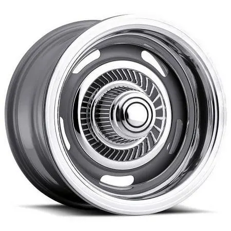 Wheel, 15x6 American Muscle 55 Rally Silver Wheel 5x4.75 (12mm)