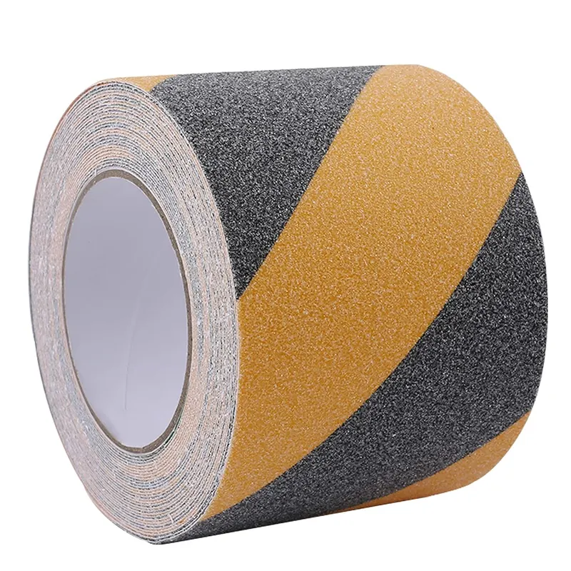 YEEGRAOU Anti Slip Traction Tape with Bright Yellow & Black Grip Stripes 4in x 30ft Strong Adhesive Safety Tape for Outdoor Stairs, Step Treads,